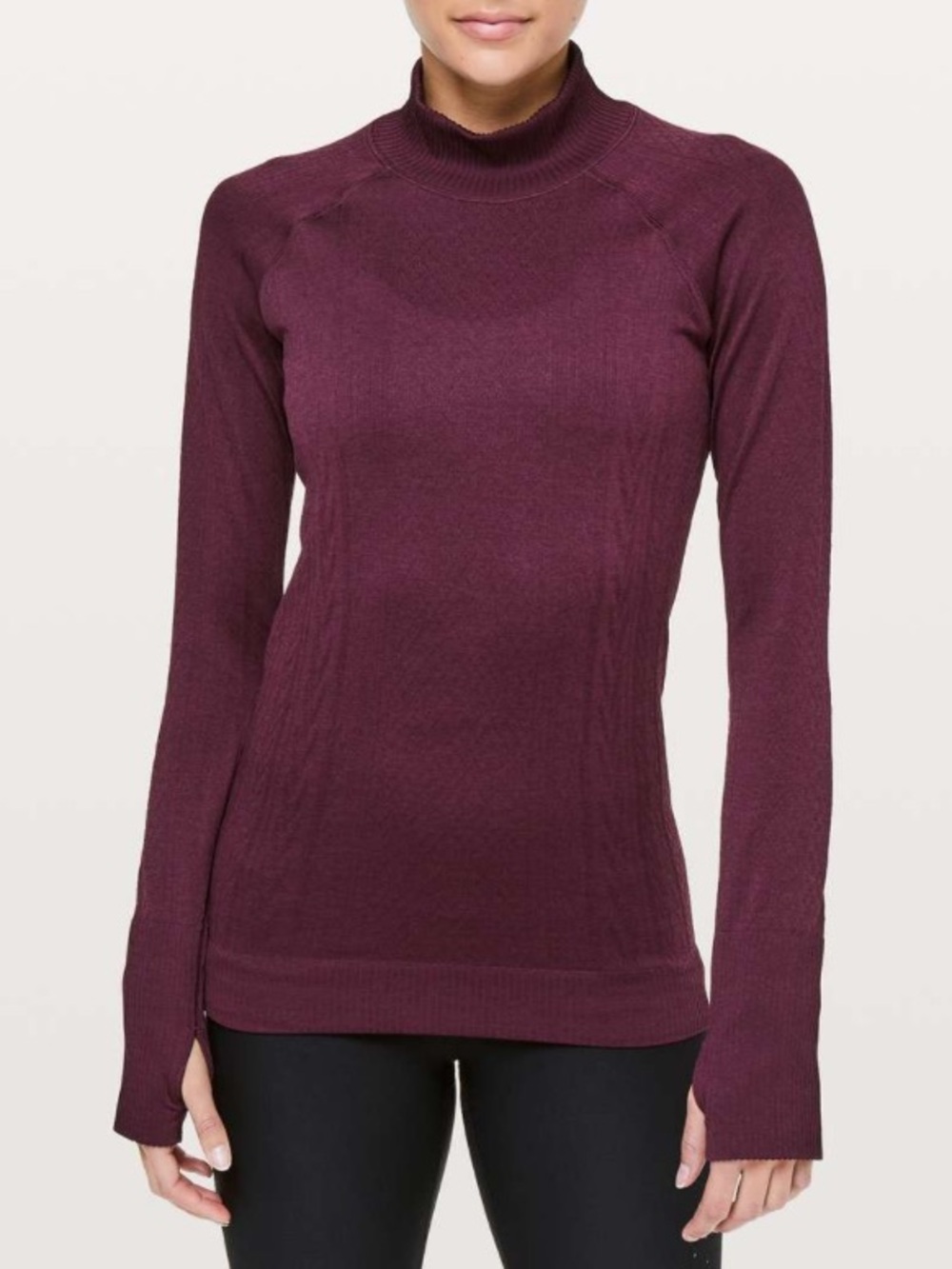 lululemon Rest Less Mock Neck in Dark Adobe (Burgundy)